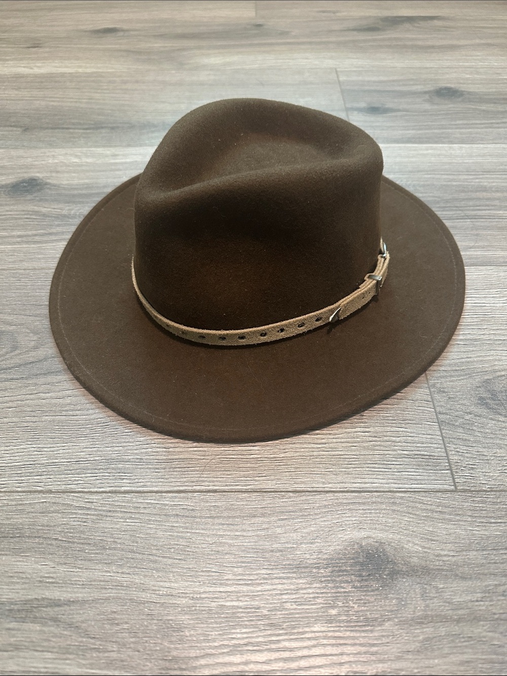 Lite Felt - Dark Brown Felt Wide-Brim Hat with Suede Accent